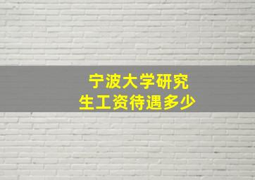 宁波大学研究生工资待遇多少