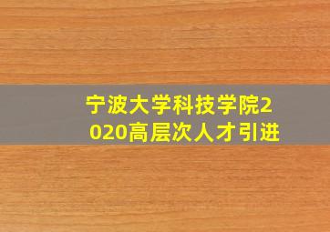 宁波大学科技学院2020高层次人才引进