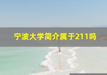 宁波大学简介属于211吗