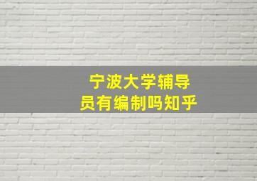 宁波大学辅导员有编制吗知乎