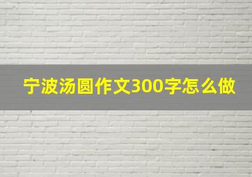 宁波汤圆作文300字怎么做