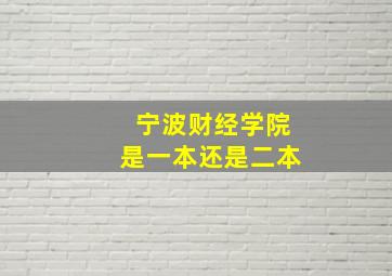 宁波财经学院是一本还是二本