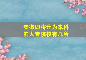 安徽即将升为本科的大专院校有几所