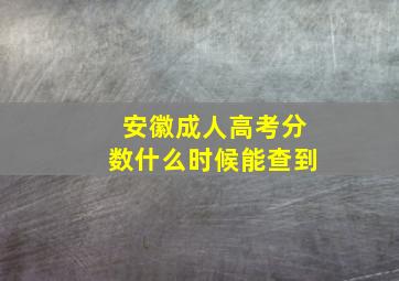 安徽成人高考分数什么时候能查到