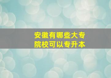 安徽有哪些大专院校可以专升本