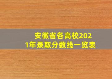 安徽省各高校2021年录取分数线一览表