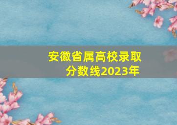 安徽省属高校录取分数线2023年