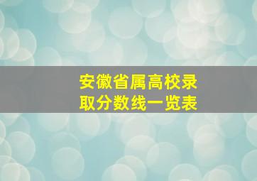 安徽省属高校录取分数线一览表