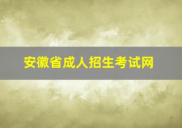 安徽省成人招生考试网