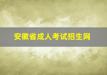 安徽省成人考试招生网