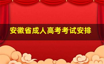 安徽省成人高考考试安排