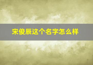 宋俊辰这个名字怎么样