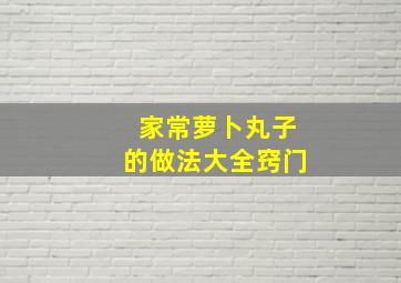 家常萝卜丸子的做法大全窍门