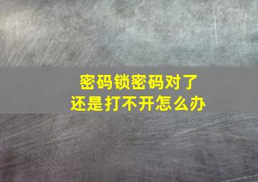 密码锁密码对了还是打不开怎么办