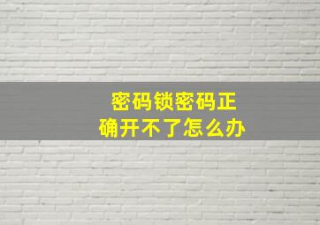 密码锁密码正确开不了怎么办