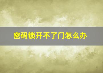 密码锁开不了门怎么办