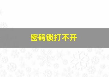 密码锁打不开