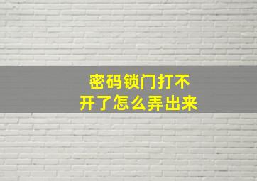 密码锁门打不开了怎么弄出来