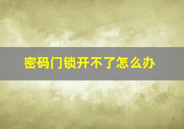 密码门锁开不了怎么办