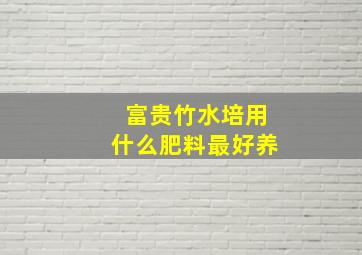 富贵竹水培用什么肥料最好养