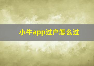 小牛app过户怎么过