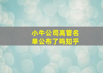 小牛公司高管名单公布了吗知乎