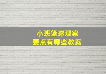 小班篮球观察要点有哪些教案