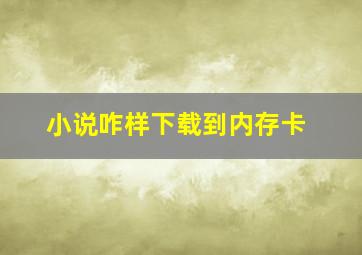 小说咋样下载到内存卡