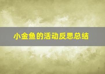 小金鱼的活动反思总结