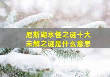 尼斯湖水怪之谜十大未解之谜是什么意思