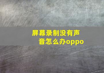 屏幕录制没有声音怎么办oppo