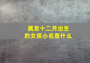 属龙十二月出生的女孩小名是什么