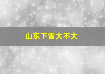 山东下雪大不大