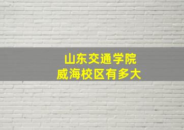 山东交通学院威海校区有多大