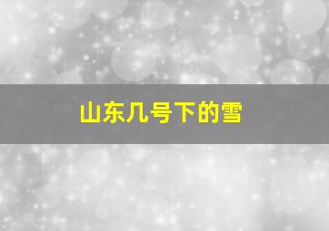 山东几号下的雪