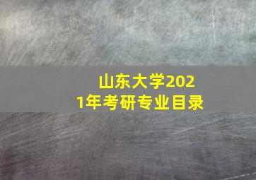 山东大学2021年考研专业目录