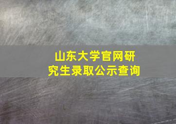 山东大学官网研究生录取公示查询