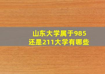 山东大学属于985还是211大学有哪些