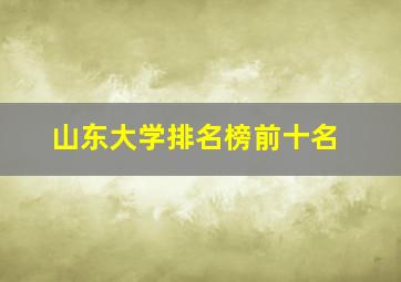 山东大学排名榜前十名