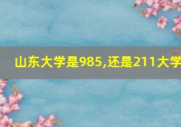 山东大学是985,还是211大学