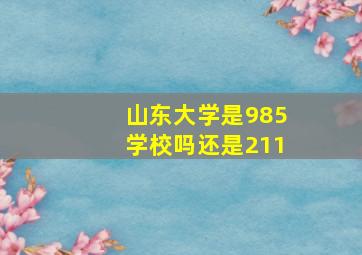 山东大学是985学校吗还是211