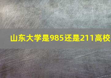 山东大学是985还是211高校