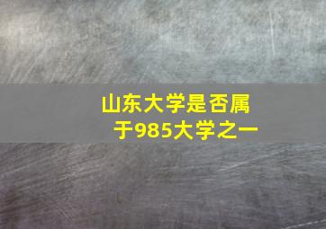 山东大学是否属于985大学之一