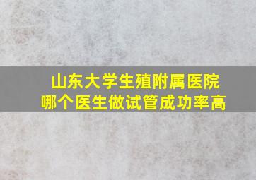 山东大学生殖附属医院哪个医生做试管成功率高