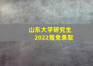 山东大学研究生2022推免录取