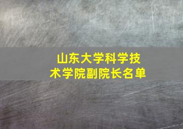 山东大学科学技术学院副院长名单