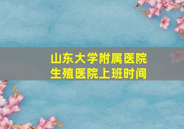 山东大学附属医院生殖医院上班时间