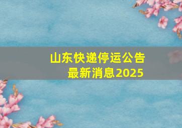 山东快递停运公告最新消息2025