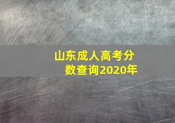 山东成人高考分数查询2020年