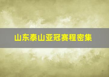 山东泰山亚冠赛程密集